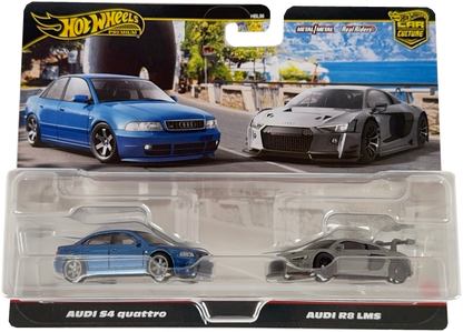 Hot Wheels JDY82 Premium 2 Pack Audi S4 Quattro/Audi R8 LMS Vehicle Toy Minicar 3 Years Old and Up Mult