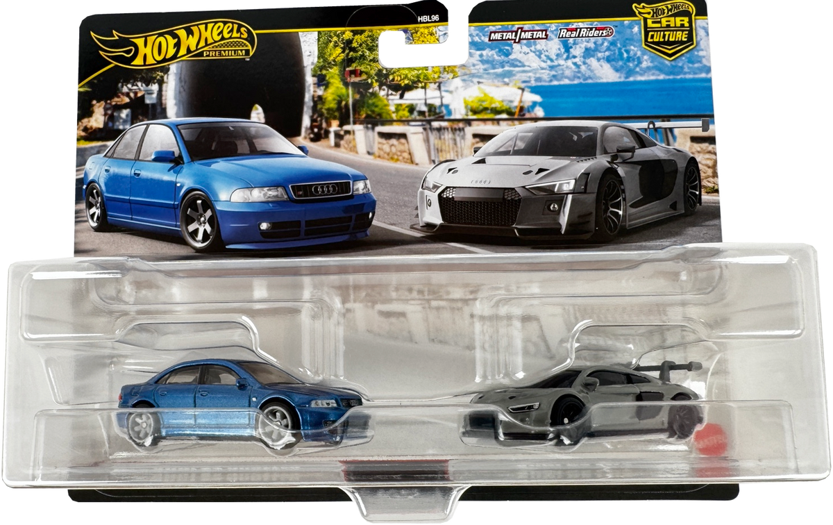 Hot Wheels JDY82 Premium 2 Pack Audi S4 Quattro/Audi R8 LMS Vehicle Toy Minicar 3 Years Old and Up Mult