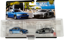 Hot Wheels JDY82 Premium 2 Pack Audi S4 Quattro/Audi R8 LMS Vehicle Toy Minicar 3 Years Old and Up Mult