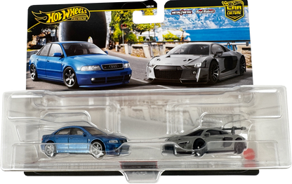 Hot Wheels JDY82 Premium 2 Pack Audi S4 Quattro/Audi R8 LMS Vehicle Toy Minicar 3 Years Old and Up Mult