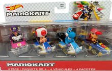 Hot Wheels Mario Kart Set Of 4: Waluigi, Toad, Light-Blue Yoshi, and Diddy Kong, GXX98