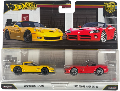 Hot Wheels Premium Car Culture 2-Pack 2003 Dodge Viper SRT-10 & 2012 Corvette Z06, JHW54