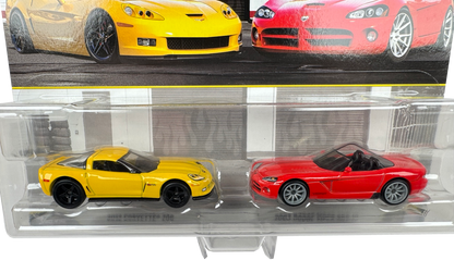 Hot Wheels Premium Car Culture 2-Pack 2003 Dodge Viper SRT-10 & 2012 Corvette Z06, JHW54