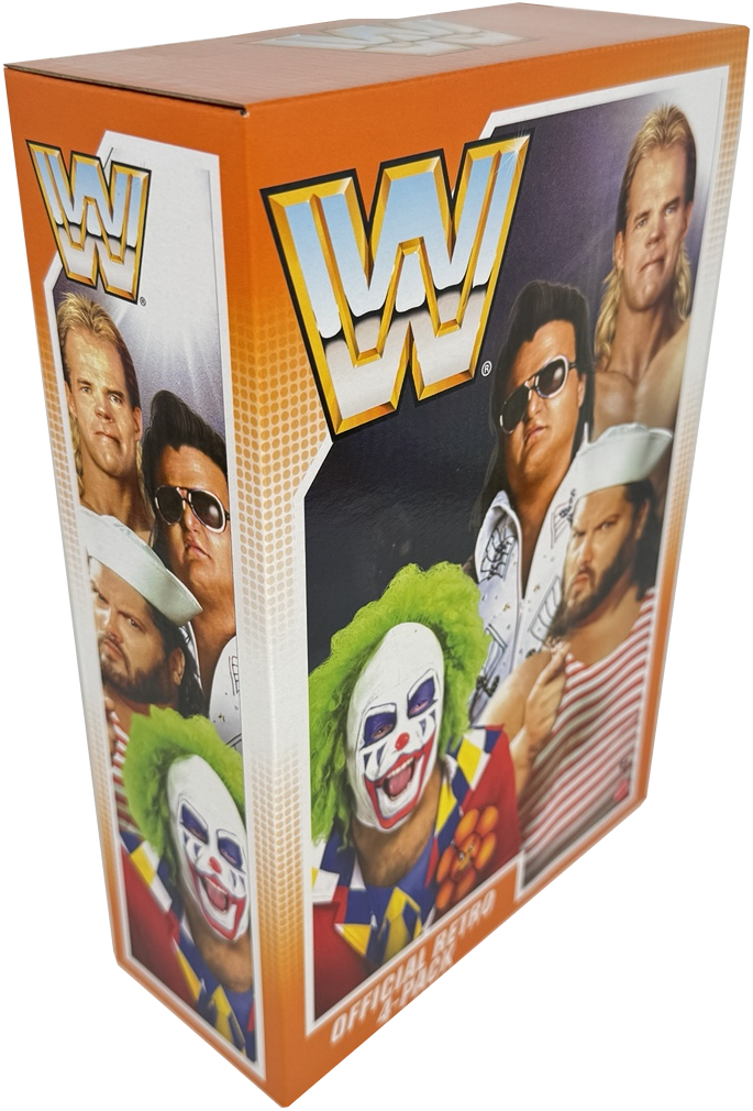 WWE Retro Action Figure 4-Pack Bundle: Lex Luger, Greg "The Hammer" Valentine, Doink the Clown, and Tugboat, HMC57