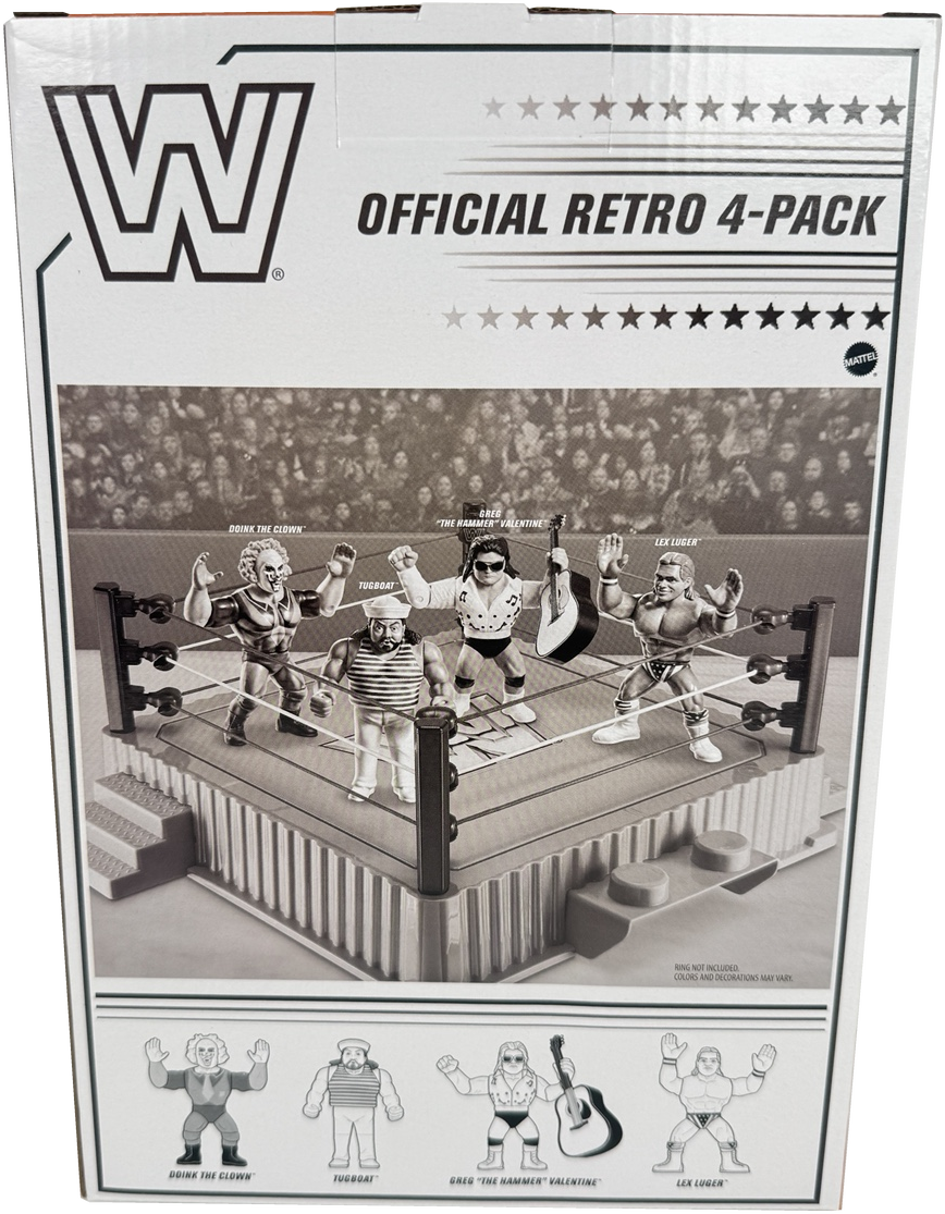 WWE Retro Action Figure 4-Pack Bundle: Lex Luger, Greg "The Hammer" Valentine, Doink the Clown, and Tugboat, HMC57