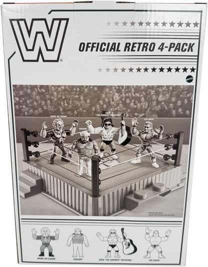 WWE Retro Action Figure 4-Pack Bundle: Lex Luger, Greg "The Hammer" Valentine, Doink the Clown, and Tugboat, HMC57