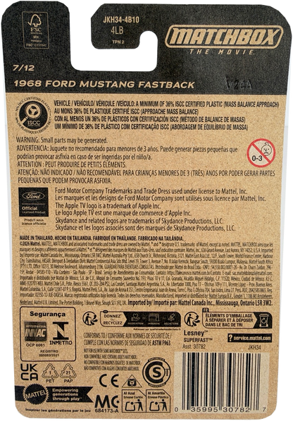 2026 Matchbox The Movie 1968 Ford Mustang Fastback [Green], 7/12, JKH34