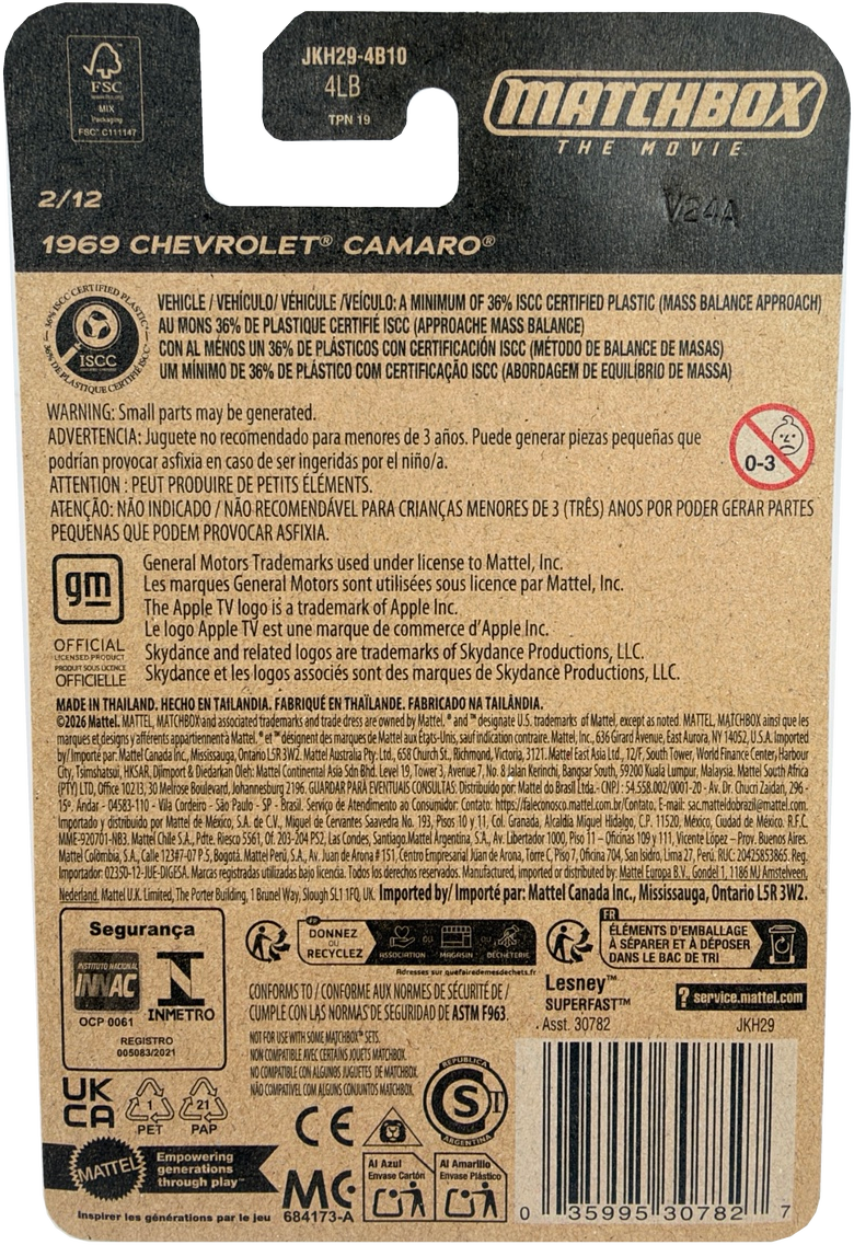 2026 Matchbox The Movie 1969 Chevrolet Camaro [Blue], 2/12, JKH29