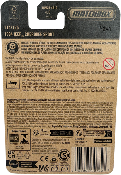 2026 Matchbox 1994 Jeep Cherokee Sport [Red], 114/125, JHM25