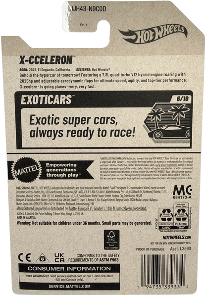 2026 Hot Wheels X-cceleron, Exotics 6/10, 75/260, JJH43