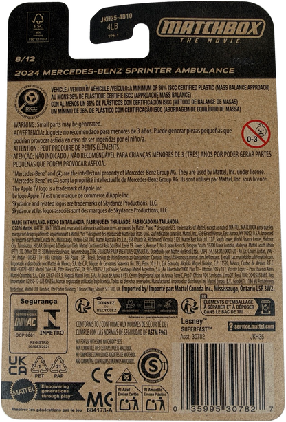 2026 Matchbox The Movie 2024 Mercedes-Benz Sprinter Ambulance [White], 8/12, JKH35