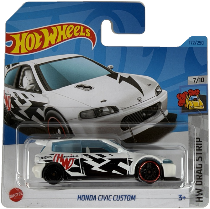 Hot Wheels Honda Civic Custom [White], HW Drag Strip 7/10, 172/250, HKH33 - Short Card