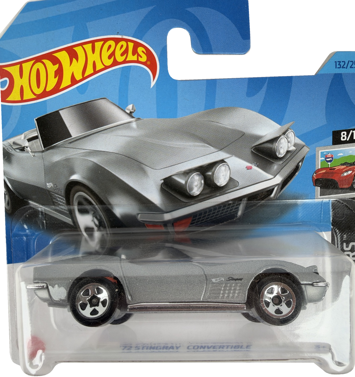 Hot Wheels '72 Stingray Convertible [Silver], HW Roadsters 8/10, 132/250, HKK12 - Short Card