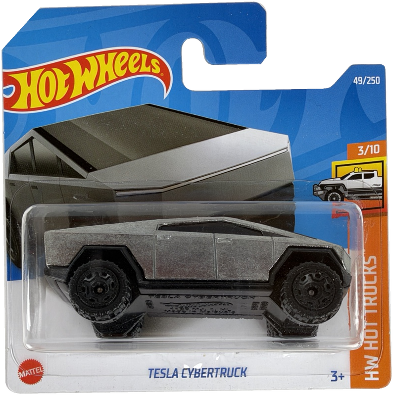 Hot Wheels Tesla Cybertruck [Silver], HW Hot Trucks 3/10, 49/250, HCV57 - Short Card