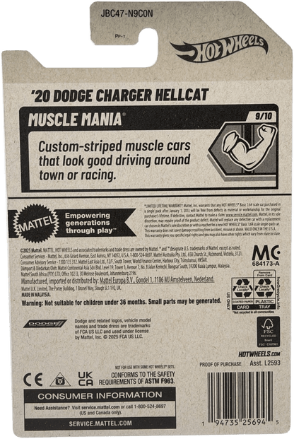 Hot Wheels '20 Dodge Charger Hellcat Super Treasure Hunt, Muscle Mania 9/10, 240/250 - Westside Toys