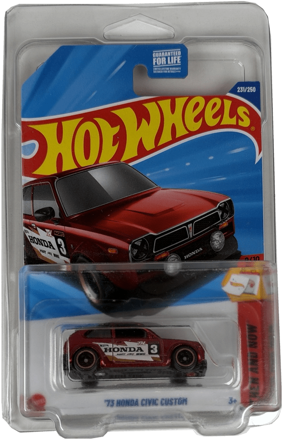 Hot Wheels '73 Honda Civic Custom Super Treasure Hunt, Then And Now 9/10, 231/250 - Westside Toys