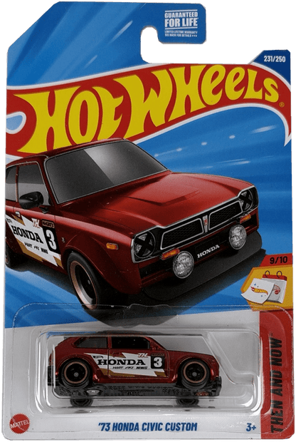 Hot Wheels '73 Honda Civic Custom Super Treasure Hunt, Then And Now 9/10, 231/250 - Westside Toys
