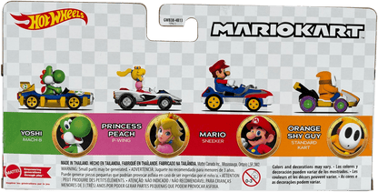 Hot Wheels Mario Kart Set Of 4: Yoshi, Princess Peach, Mario, and Orange Shy Guy, GWB38 - Westside Toys