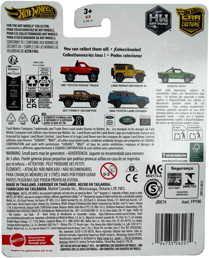 Hot Wheels Premium Car Culture Land Rover Defender 90 [Yellow], HW Off Road 2/5, JBK74 - Westside Toys