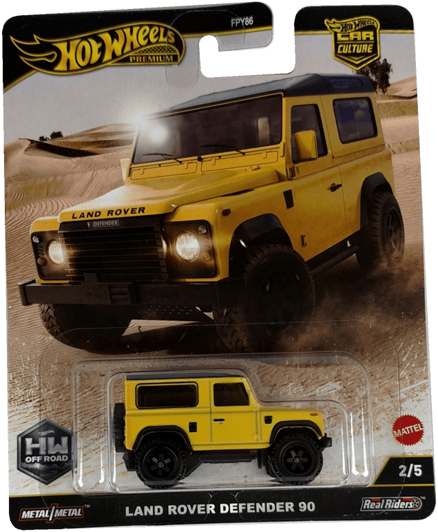 Hot Wheels Premium Car Culture Land Rover Defender 90 [Yellow], HW Off Road 2/5, JBK74 - Westside Toys
