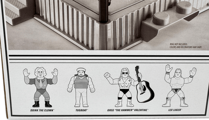 WWE Retro Action Figure 4-Pack Bundle: Lex Luger, Greg "The Hammer" Valentine, Doink the Clown, and Tugboat, HMC57 - Westside Toys
