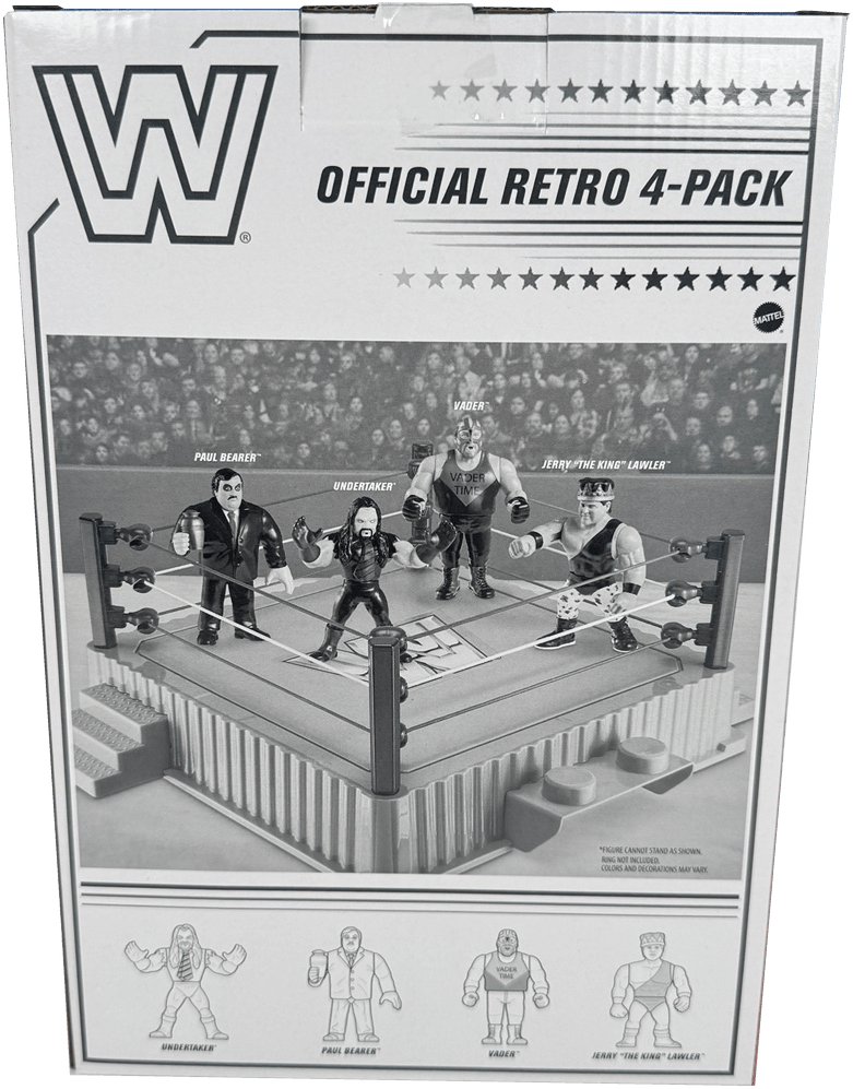 WWE Retro Action Figures 4-Pack Bundle: Undertaker, Paul Bearer, Vader, and Jerry “The King” Lawler™, HMC58 - Westside Toys